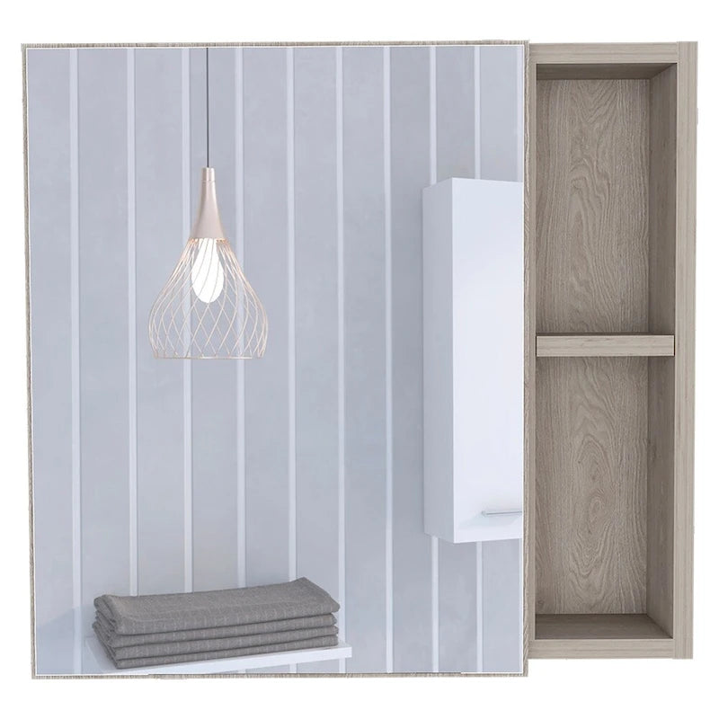 Medicine Cabinet Viking, Three Internal Shelves, Single Door, Two External Shelves, Black Wengue Finish