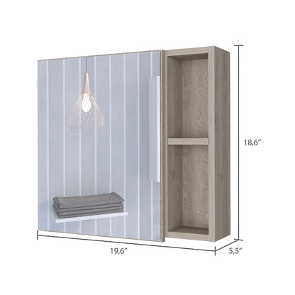 Medicine Cabinet Viking, Three Internal Shelves, Single Door, Two External Shelves, Black Wengue Finish
