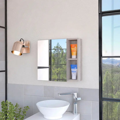 Medicine Cabinet Viking, Three Internal Shelves, Single Door, Two External Shelves, Black Wengue Finish