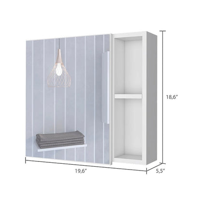 Medicine Cabinet Viking, Three Internal Shelves, Single Door, Two External Shelves, Black Wengue Finish