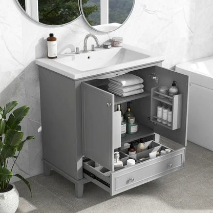 Bathroom Cabinet with Doors and Drawer