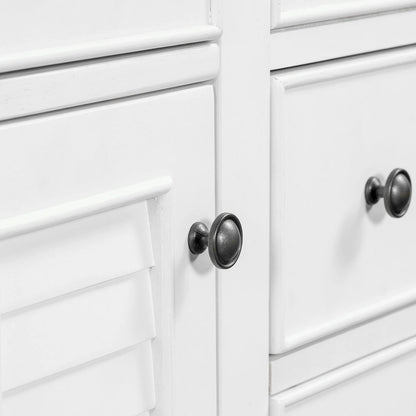 Bathroom Vanity with Ceramic Basin, Two Cabinets and Five Drawers