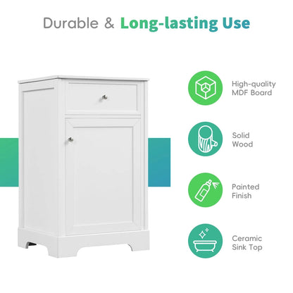 20 Bathroom Vanity with Sink Bathroom Cabinet with Soft Closing Door Storage Rack and Adjustable Shelve White