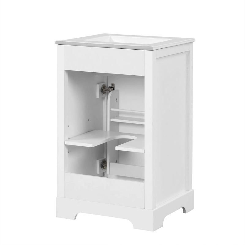 20 Bathroom Vanity with Sink Bathroom Cabinet with Soft Closing Door Storage Rack and Adjustable Shelve White
