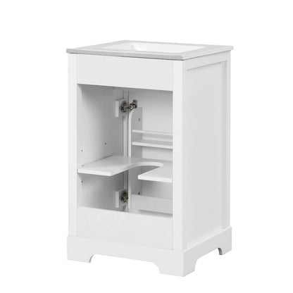 20 Bathroom Vanity with Sink Bathroom Cabinet with Soft Closing Door Storage Rack and Adjustable Shelve White