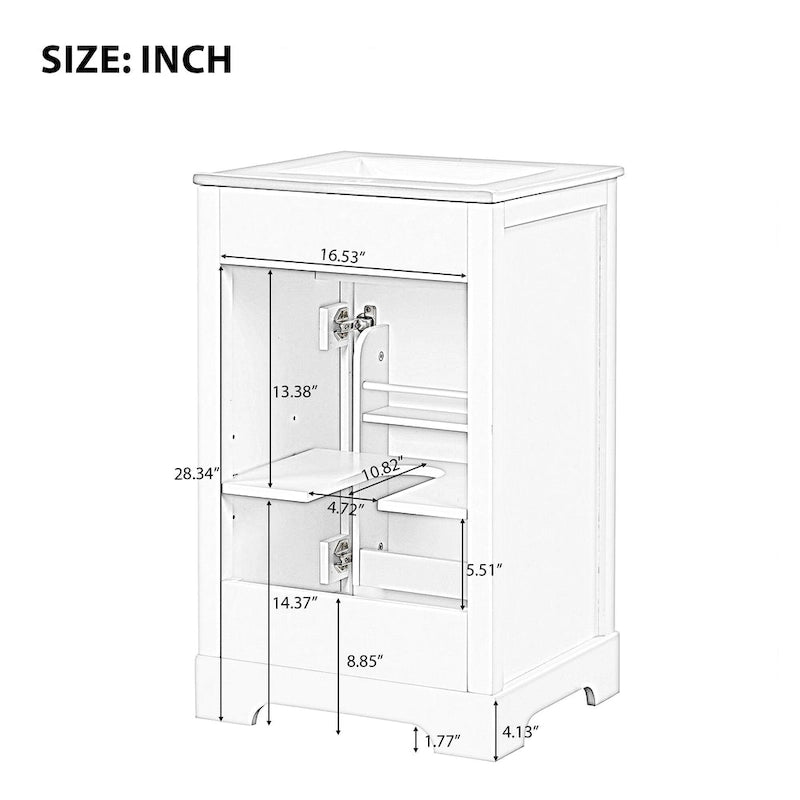 20 Bathroom Vanity with Sink Bathroom Cabinet with Soft Closing Door Storage Rack and Adjustable Shelve White