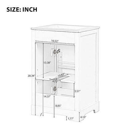 20 Bathroom Vanity with Sink Bathroom Cabinet with Soft Closing Door Storage Rack and Adjustable Shelve White