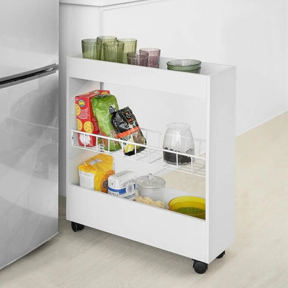 Haotian BZR46-W, Freestanding Bathroom Cabinet with 3-tier Shelf