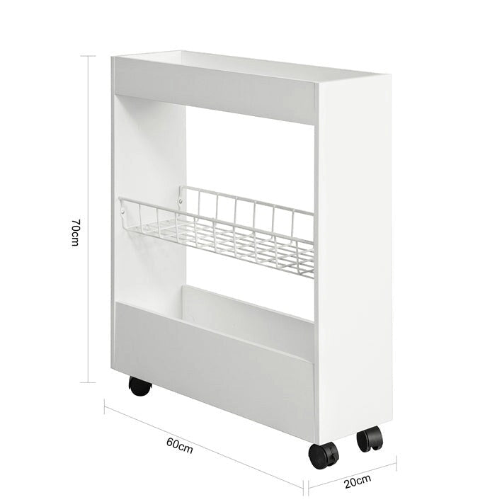 Haotian BZR46-W, Freestanding Bathroom Cabinet with 3-tier Shelf