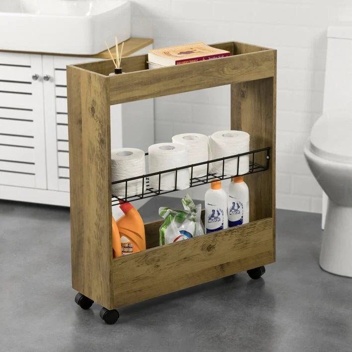 Haotian BZR46-W, Freestanding Bathroom Cabinet with 3-tier Shelf