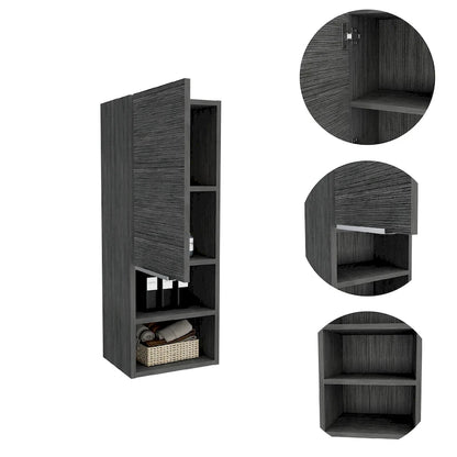 Mila Bathroom Cabinet, Two Interior Shelves, Two External Shelves, Single Door Cabinet