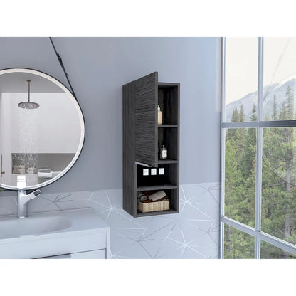 Mila Bathroom Cabinet, Two Interior Shelves, Two External Shelves, Single Door Cabinet