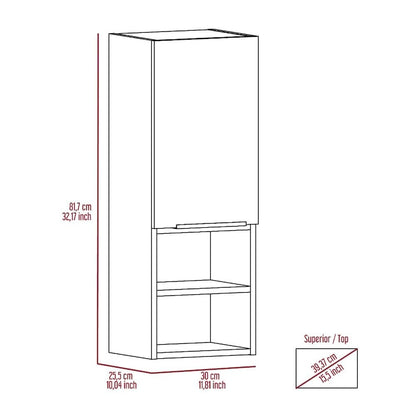 Mila Bathroom Cabinet, Two Interior Shelves, Two External Shelves, Single Door Cabinet