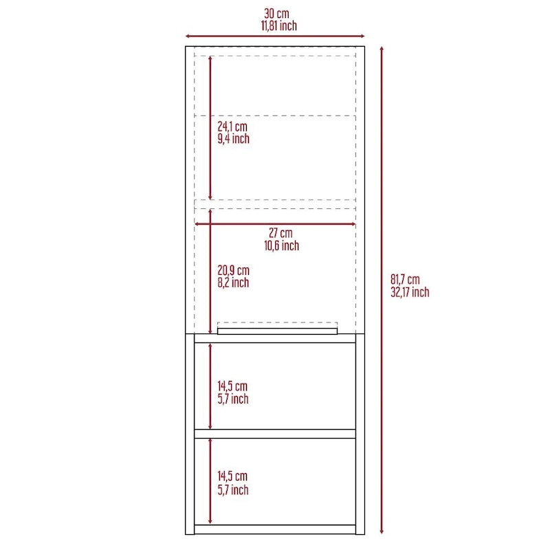 Mila Bathroom Cabinet, Two Interior Shelves, Two External Shelves, Single Door Cabinet