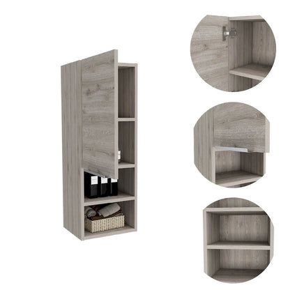Mila Bathroom Cabinet, Two Interior Shelves, Two External Shelves, Single Door Cabinet