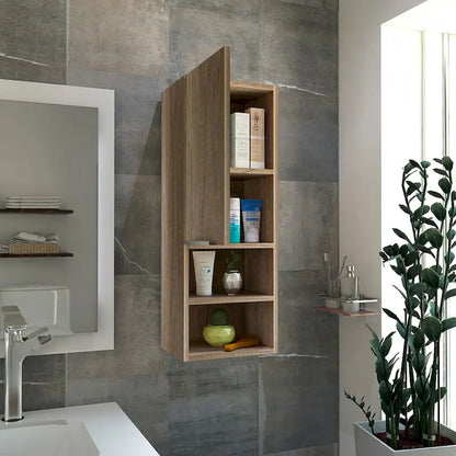 Mila Bathroom Cabinet, Two Interior Shelves, Two External Shelves, Single Door Cabinet