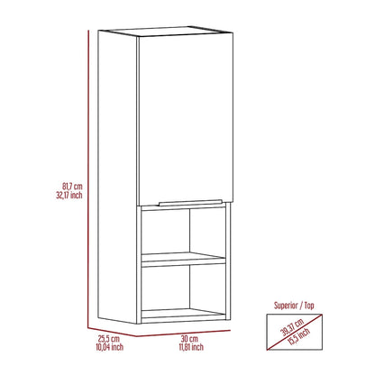 Mila Bathroom Cabinet, Two Interior Shelves, Two External Shelves, Single Door Cabinet