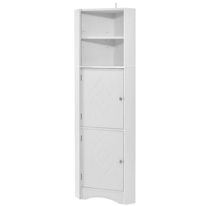 5 Tier Wooden Freestanding Tower Cabinet Tall Bathroom Storage Cabinet