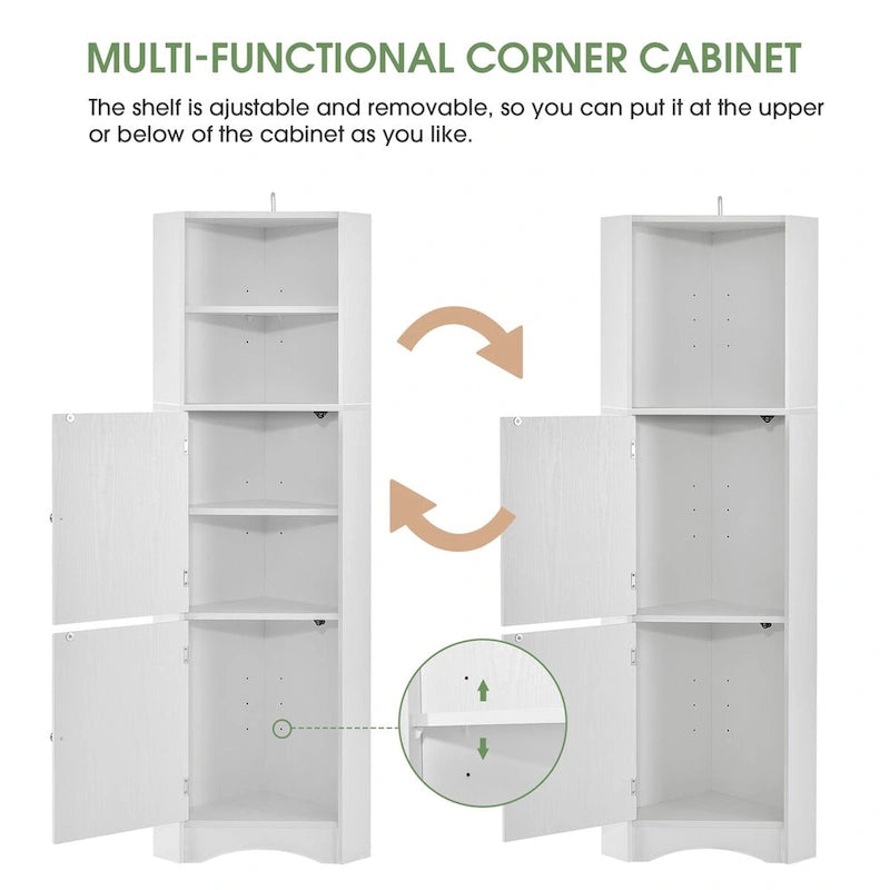 5 Tier Wooden Freestanding Tower Cabinet Tall Bathroom Storage Cabinet