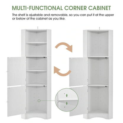 5 Tier Wooden Freestanding Tower Cabinet Tall Bathroom Storage Cabinet