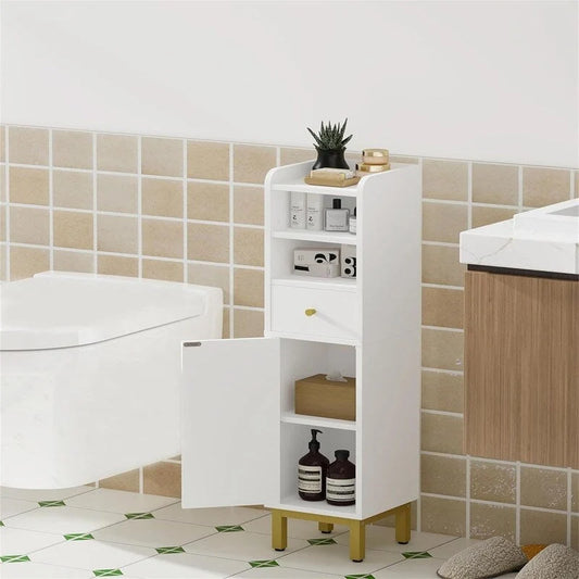 Corner Floor Cabinet with Drawers and Doors - 7.9D x 7.9W x 33.5H