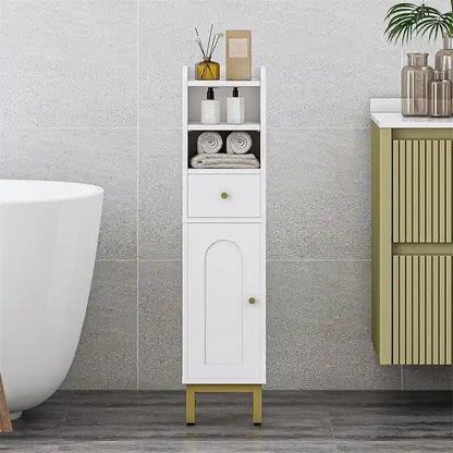 Corner Floor Cabinet with Drawers and Doors - 7.9D x 7.9W x 33.5H