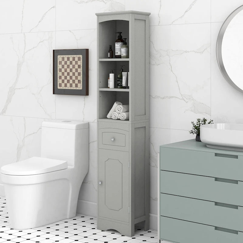 Tall Bathroom Cabinet,Freestanding Storage Cabinet with Drawer,MDF Board,Adjustable Shelf