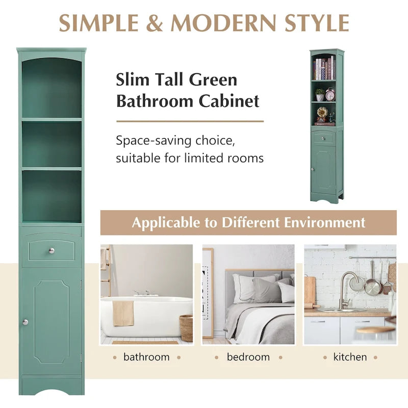 Tall Bathroom Cabinet,Freestanding Storage Cabinet with Drawer,MDF Board,Adjustable Shelf