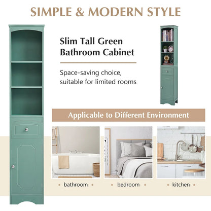 Tall Bathroom Cabinet,Freestanding Storage Cabinet with Drawer,MDF Board,Adjustable Shelf