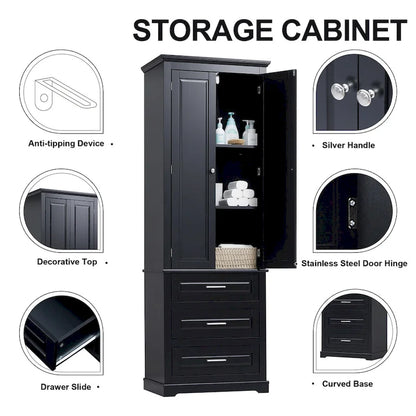 Tall Storage Cabinet with Three Drawers