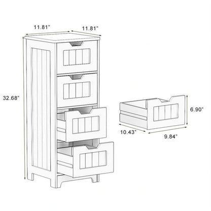Bathroom Floor Cabinet - 11.81D x 11.81W x 32.68H