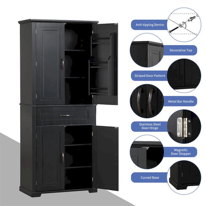 Bathroom Storage Cabinet with Doors and Drawer