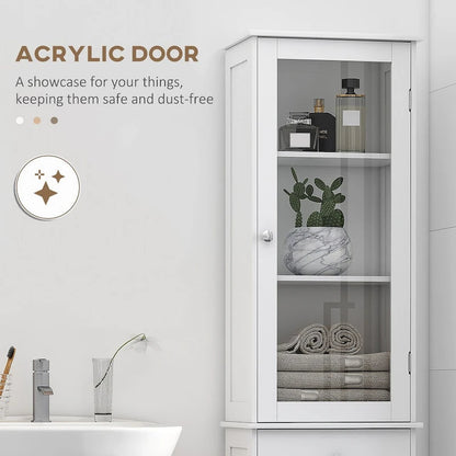 Slim Bathroom Storage Cabinet, Tall Bathroom Cabinet,Narrow Linen Tower with Acrylic Door,Drawer and Shelves