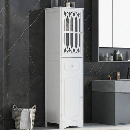 64 Wood 2-door Bathroom Cabinet with Adjustable Shelves