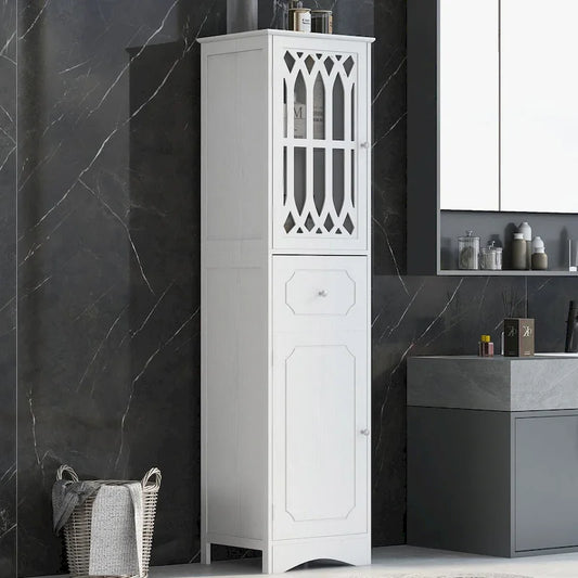 64 Wood 2-door Bathroom Cabinet with Adjustable Shelves