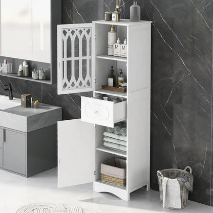 64 Wood 2-door Bathroom Cabinet with Adjustable Shelves