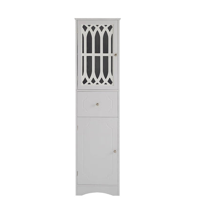 64 Wood 2-door Bathroom Cabinet with Adjustable Shelves