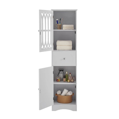 64 Wood 2-door Bathroom Cabinet with Adjustable Shelves