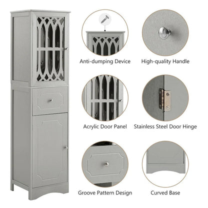 64 Wood 2-door Bathroom Cabinet with Adjustable Shelves
