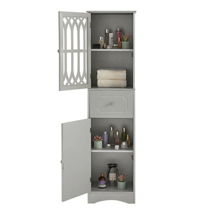 64 Wood 2-door Bathroom Cabinet with Adjustable Shelves