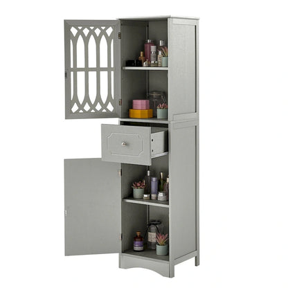 64 Wood 2-door Bathroom Cabinet with Adjustable Shelves