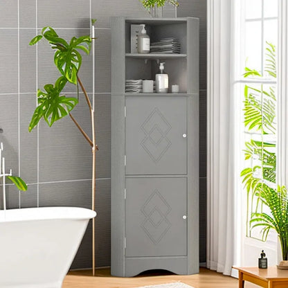 61 H Bathroom Cabinet,Narrow Toilet Organizer Side Corner Storage Tall Corner Cabinet