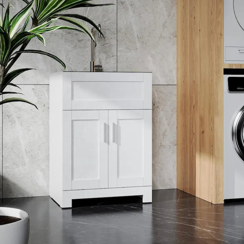 Bathroom Storage Cabinet with wash silver brushed sink