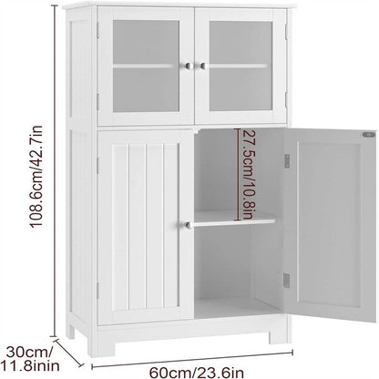 Storage Cabinet with Adjustable Shelves Glass Doors - 11.8D x 23.6W x 42.7H
