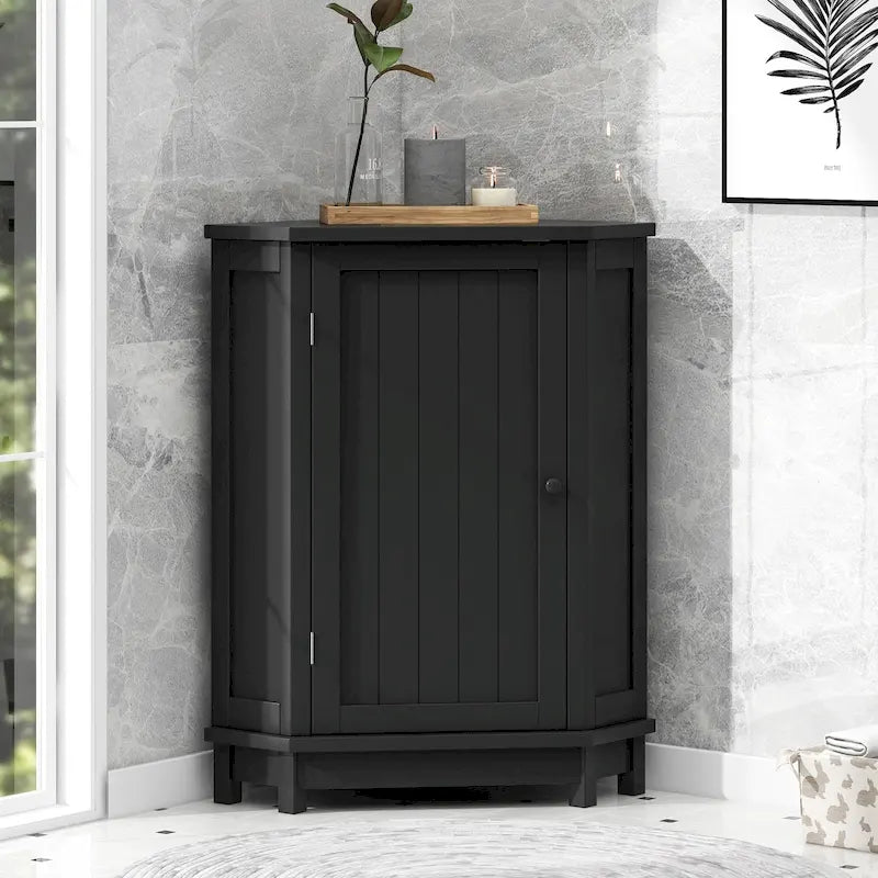Triangle Corner Bathroom Storage Cabinet with Adjustable Shelf