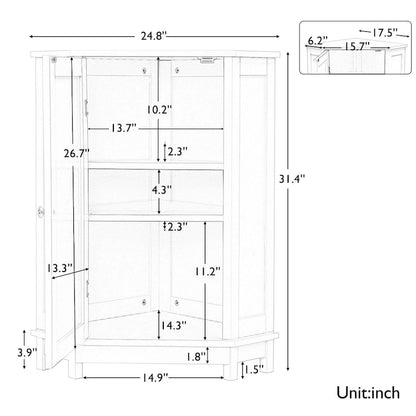 Triangle Corner Bathroom Storage Cabinet with Adjustable Shelf