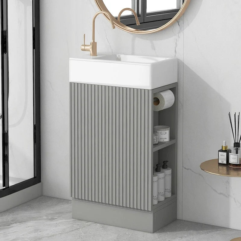Bathroom Vanity Cabinet with Two-tier Shelf