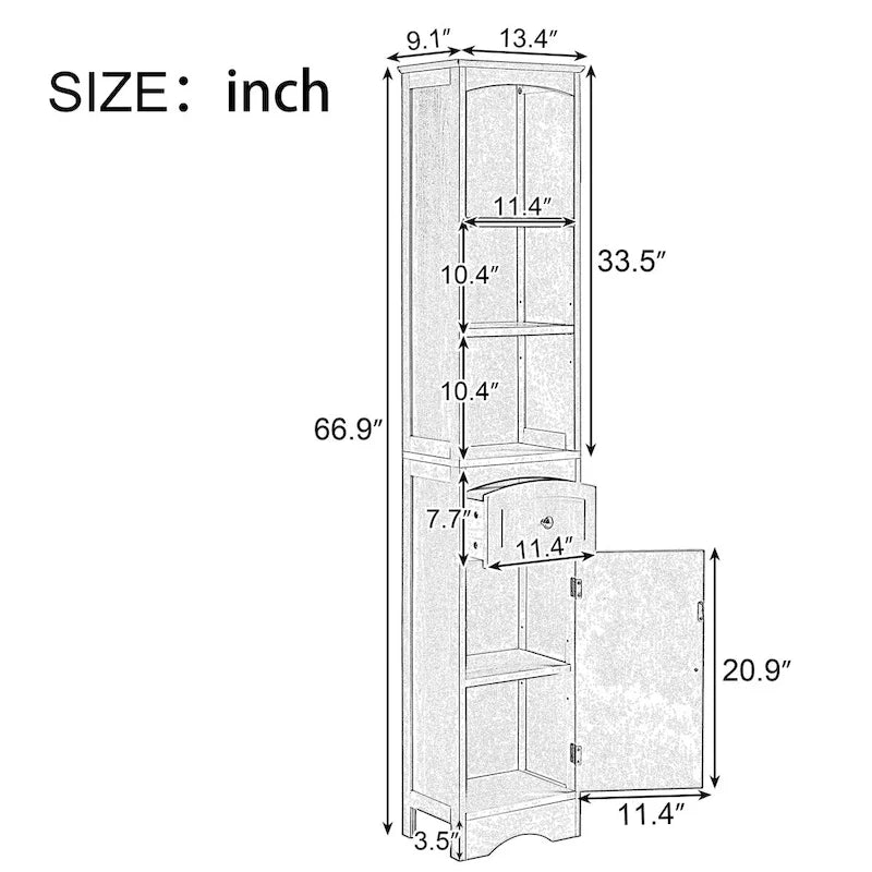 Freestanding Storage Cabinet with Drawer