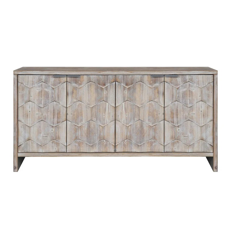 Farmhouse Style 4 Door Wooden Sideboar for Living Room