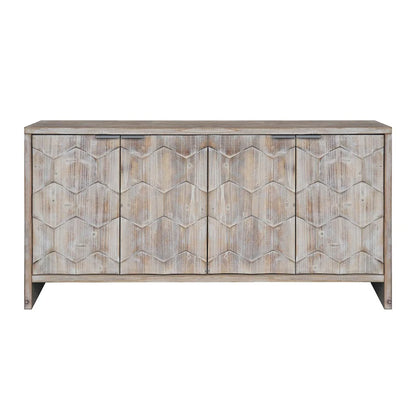 Farmhouse Style 4 Door Wooden Sideboar for Living Room